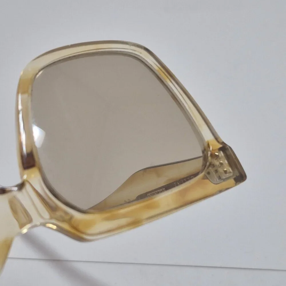 Celine Yellow  Clear Tortoiseshell Square Tinted Sunglasses Made In Italy - Picture 13 of 15